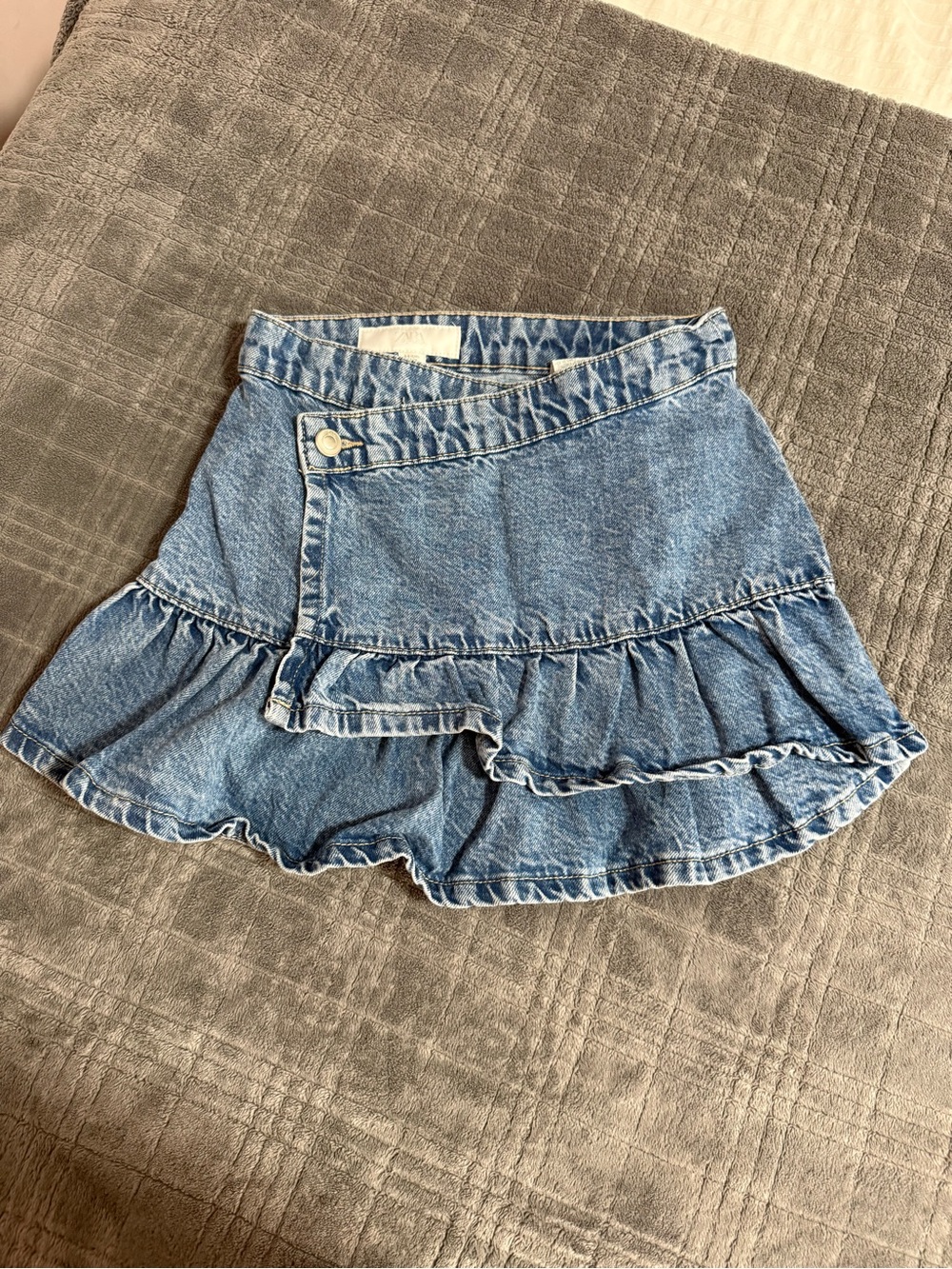 Zara Blue Denim Ruffle Skirt